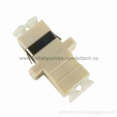 LC Duplex Adapter with Ceramic Sleeve in Beige color